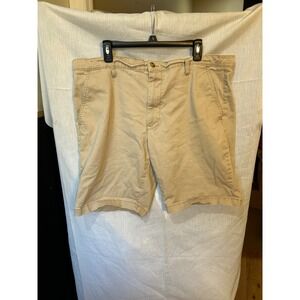 US Polo Assn Khaki Stretch Shorts Mens W40 Flat Front Casual Chino